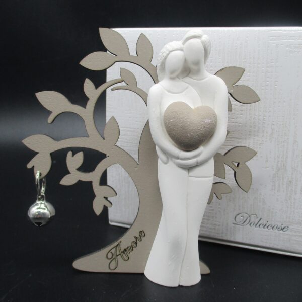 STATUINA SPARTA COPPIA CUORE ALBERO