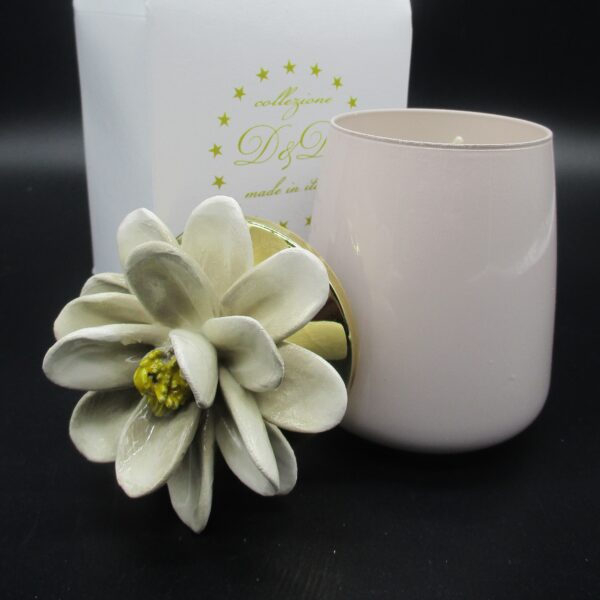 PORTACANDELA VETRO CON FIORE