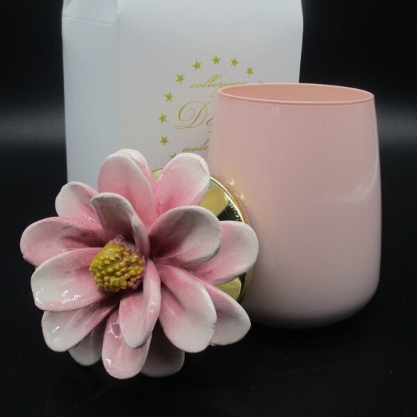 PORTACANDELA VETRO CON FIORE