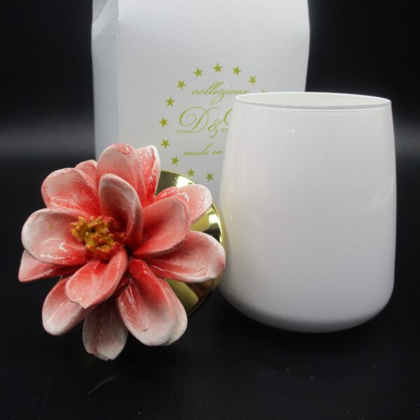 PORTACANDELA VETRO CON FIORE