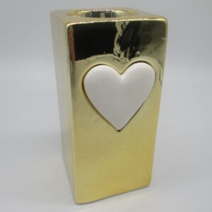 PORTACANDELA ORO CUORE BIANCO