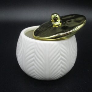 SCATOLA PORCELLANA BIANCO-ORO h8