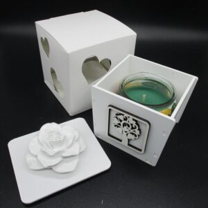 CANDELA CON CONT. LEGNO+ROSA+ALBERO
