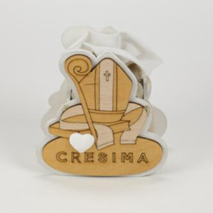 SCATOLA LEGNO CRESIMA CON SACCHETTO