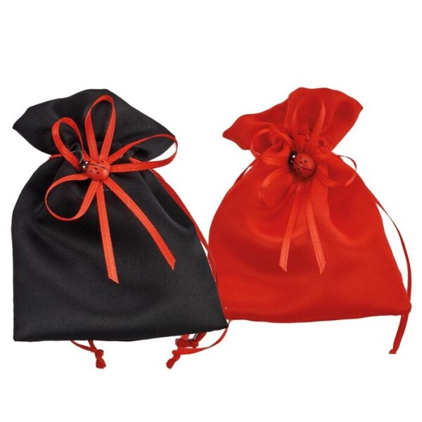 SACCHETTO LAUREA NERO o ROSSO CON COCCINELLA