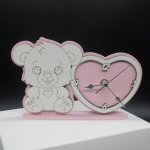 OROLOGIO CUORE ORSETTO ROSA/AZZURRO