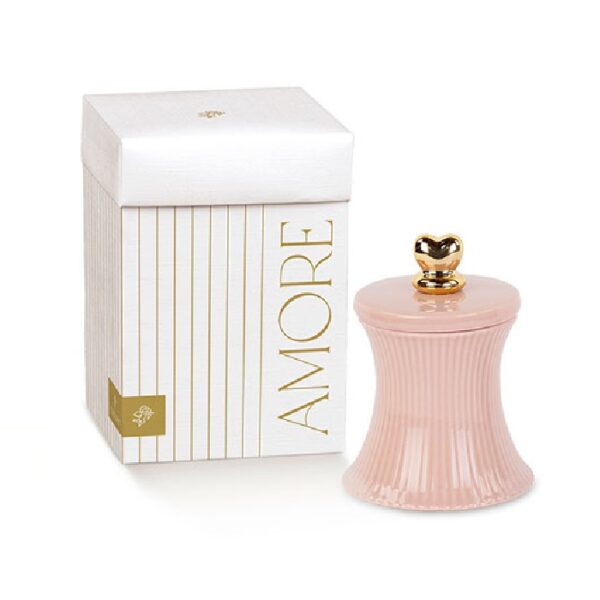 CANDELA PLISSE BIANCA/ROSA CON SCATOLA - immagine 2